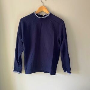 J. Crew navy ruffleneck pullover sweater sweatshirt -sz S